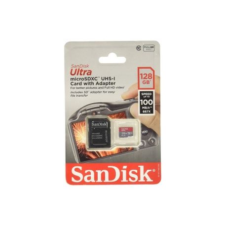 TARJETA DE MEMORIA MICRO SDXC UHS-I ULTRA 128GB 100MB/S 667x CON ADAPTADOR