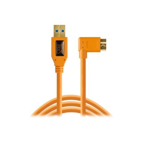 Tether Tools USB 3.0 Tipo A Cable macho a micro-USB de ángulo recto (15´, Orange)