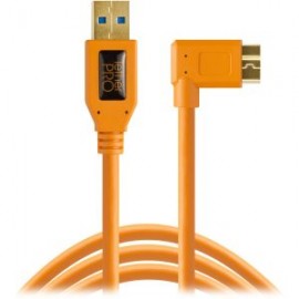 Tether Tools USB 3.0 Tipo A Cable macho a micro-USB de ángulo recto (15´, Orange)