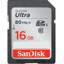 MEMORIA SDHC 16GB CLASE 10 SANDISK ULTRA UHS-1 533X (80MB/s)