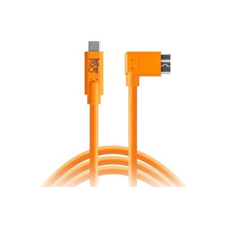 Tether Tools TetherPro USB Tipo-C Macho a Micro-USB 3.0 Tipo B Cable macho(15´, Orange Ángulo recto)