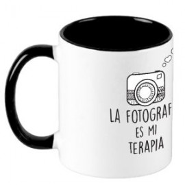 Taza La Fotografía es mi Terapia negro