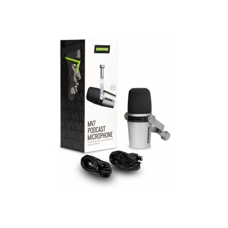 MICROFONO DINAMICO USB Y XLR MV7-S PLATA