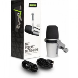 MICROFONO DINAMICO USB Y XLR MV7-S PLATA